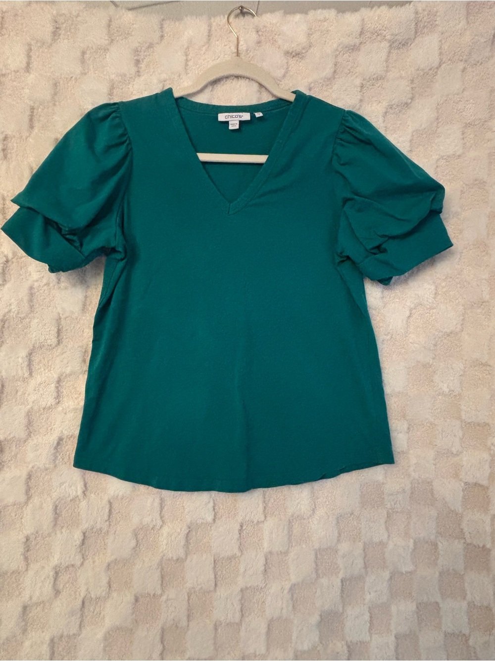 Chicos Puff-Sleeve V-Neck Blouse size 0